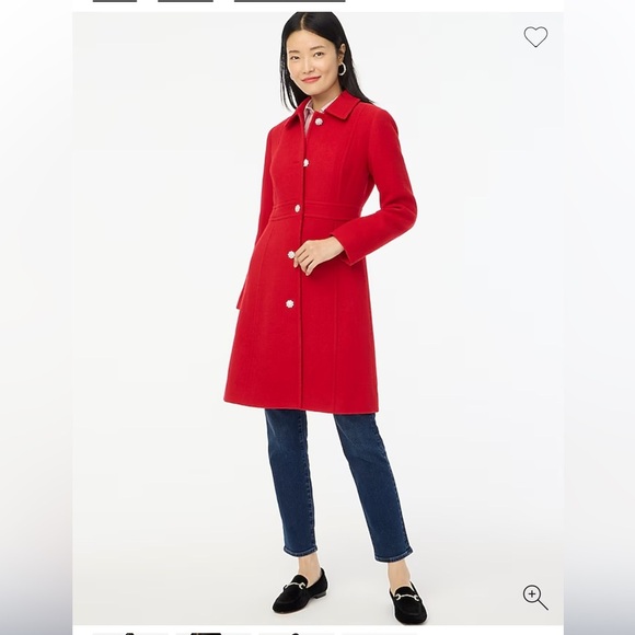 J Crew Lady Day Coat With Jeweled Buttons Red size 4 Petite - Picture 1 of 14